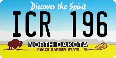ND license plate ICR196