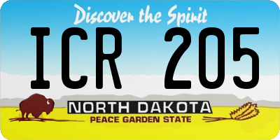 ND license plate ICR205