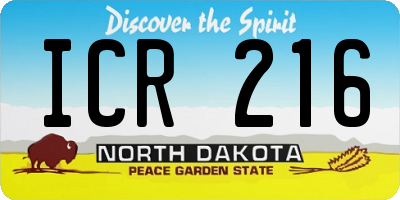 ND license plate ICR216