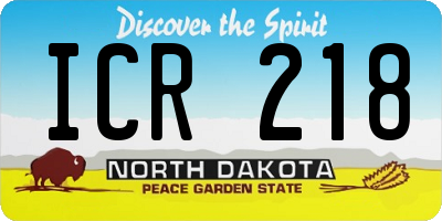 ND license plate ICR218