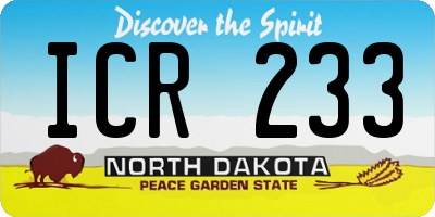 ND license plate ICR233