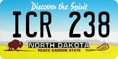 ND license plate ICR238