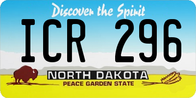 ND license plate ICR296