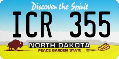 ND license plate ICR355
