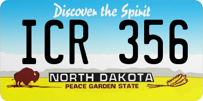 ND license plate ICR356