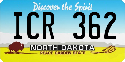 ND license plate ICR362