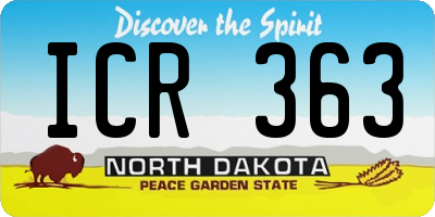 ND license plate ICR363