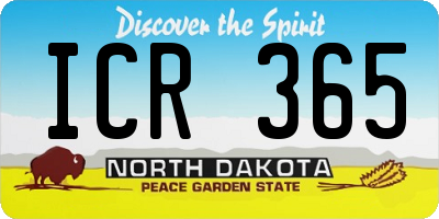 ND license plate ICR365