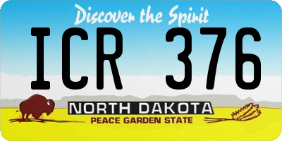 ND license plate ICR376