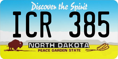 ND license plate ICR385