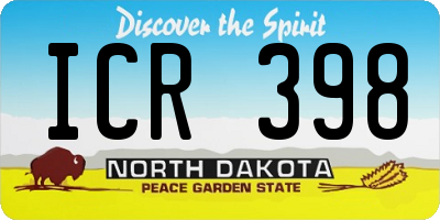 ND license plate ICR398