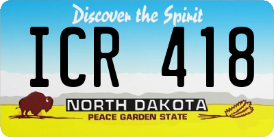ND license plate ICR418