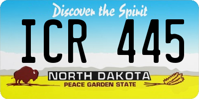 ND license plate ICR445