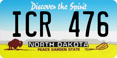 ND license plate ICR476