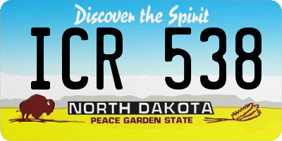 ND license plate ICR538