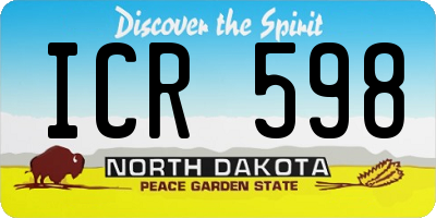 ND license plate ICR598