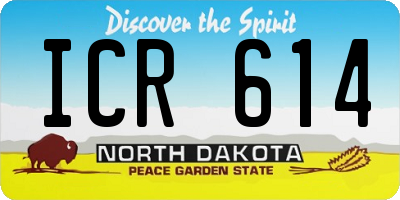 ND license plate ICR614