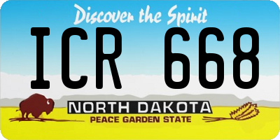 ND license plate ICR668