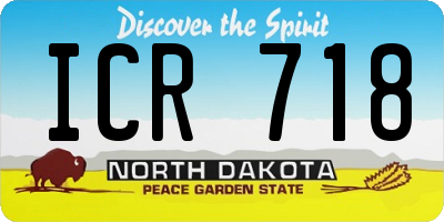 ND license plate ICR718