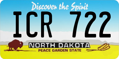 ND license plate ICR722