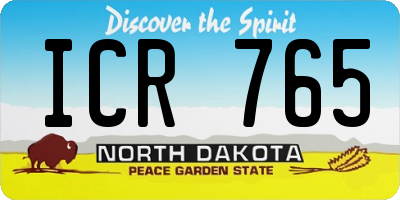 ND license plate ICR765