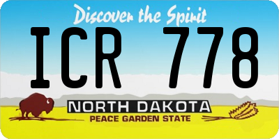 ND license plate ICR778