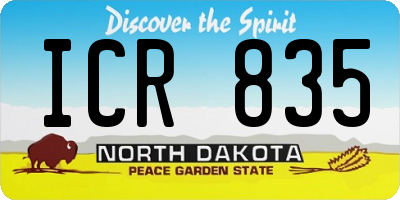 ND license plate ICR835