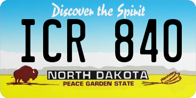 ND license plate ICR840