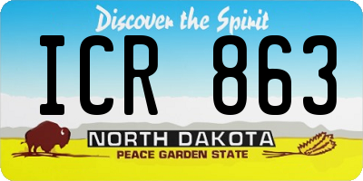ND license plate ICR863