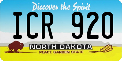ND license plate ICR920