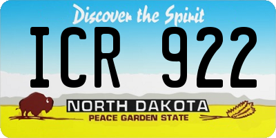 ND license plate ICR922