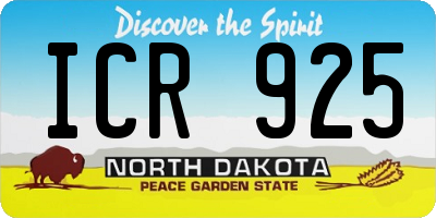 ND license plate ICR925