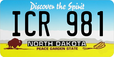 ND license plate ICR981