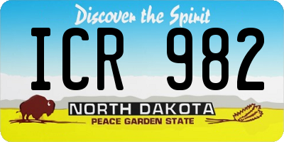 ND license plate ICR982