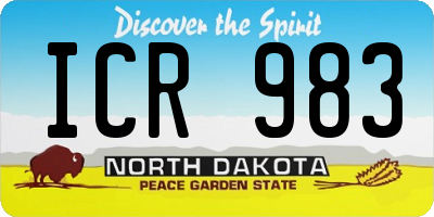 ND license plate ICR983