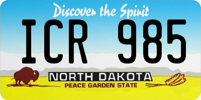 ND license plate ICR985