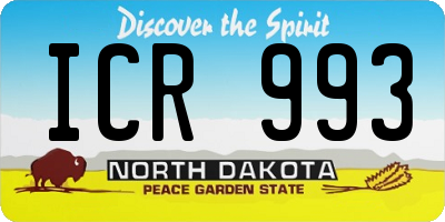ND license plate ICR993