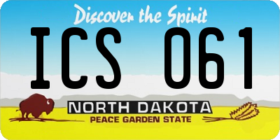 ND license plate ICS061