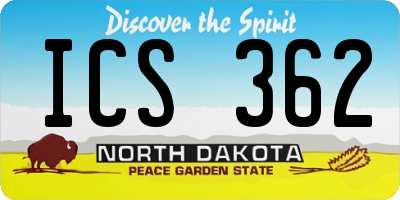 ND license plate ICS362
