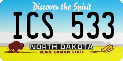 ND license plate ICS533