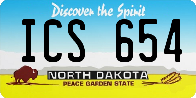 ND license plate ICS654
