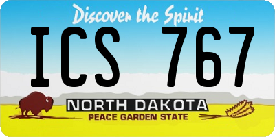 ND license plate ICS767