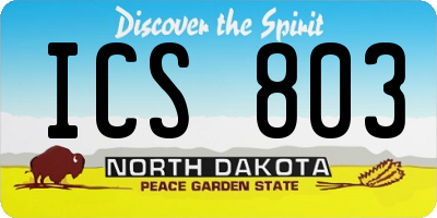 ND license plate ICS803