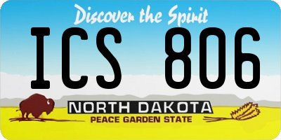 ND license plate ICS806