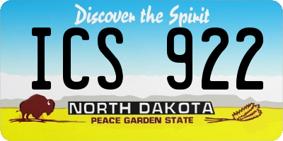 ND license plate ICS922