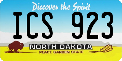 ND license plate ICS923