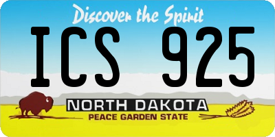 ND license plate ICS925