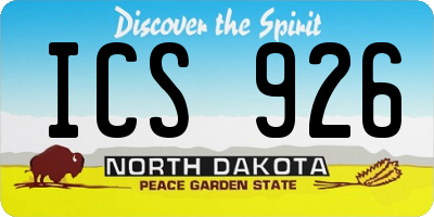 ND license plate ICS926