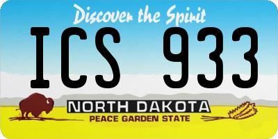 ND license plate ICS933