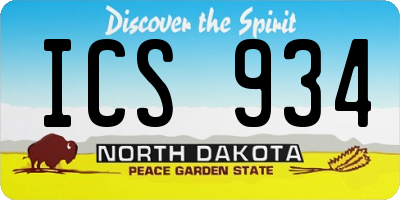 ND license plate ICS934